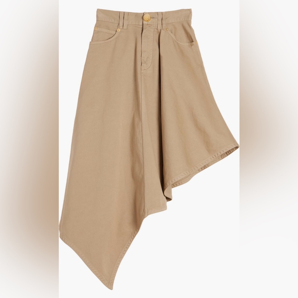 Balmain Asymmetric Cotton Canvas Skirt (0Fk Beige; 4 US / 36 FR) - Picture 6 of 7
